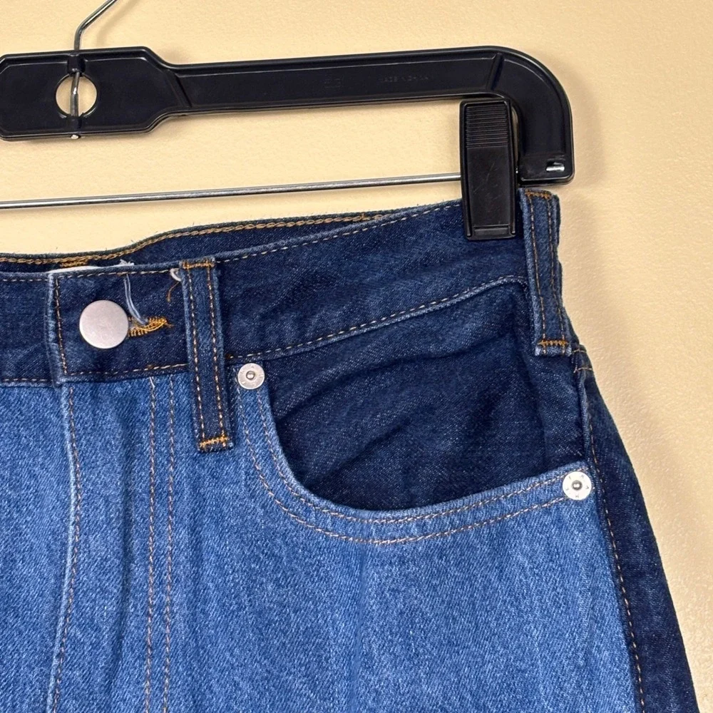 FRAME Le Jane Contrast Patchwork Jeans Indigo Women Size 26 Denim High Rise - Picture 8 of 16
